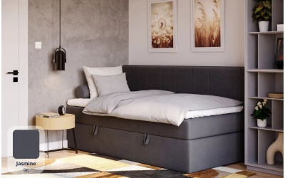 Łóżko pojedyncze szare Vesta tkanina jasmine 96