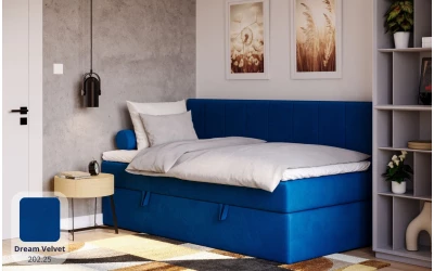 Łóżko pojedyncze niebieskie Vesta tkanina dream velvet 202.25
