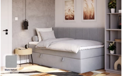 Łóżko pojedyncze szare Vesta tkanina matt velvet 83