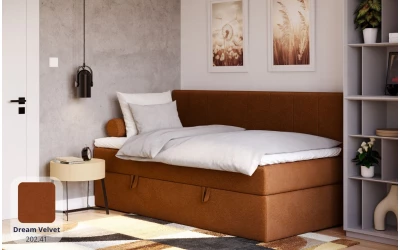 Łóżko pojedyncze pomarańczowe Vesta tkanina dream velvet 202.41