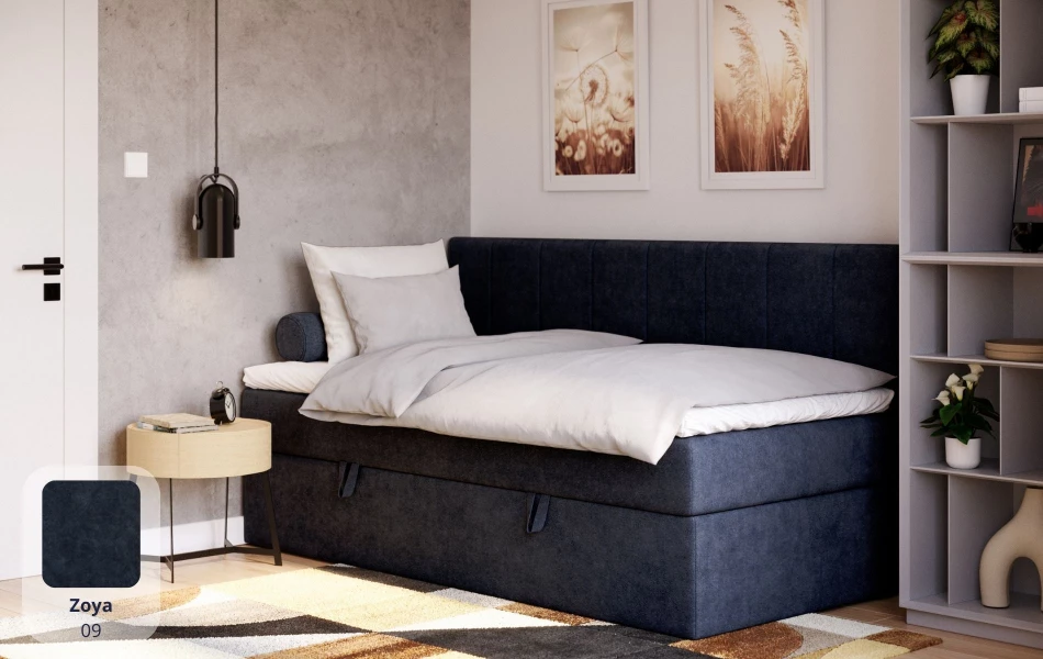 Łóżko pojedyncze ciemne Vesta tkanina zoya 09