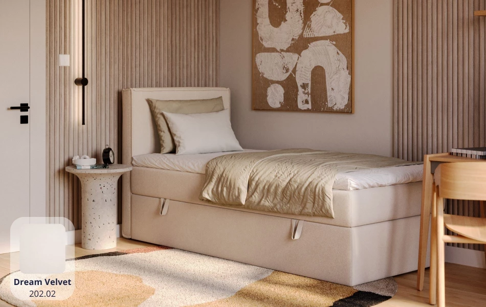 Łóżko jednoosobowe beżowe Celeste