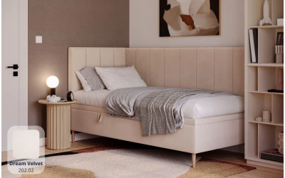 Łóżko jednoosobowe beżowe Atlas dream velvet