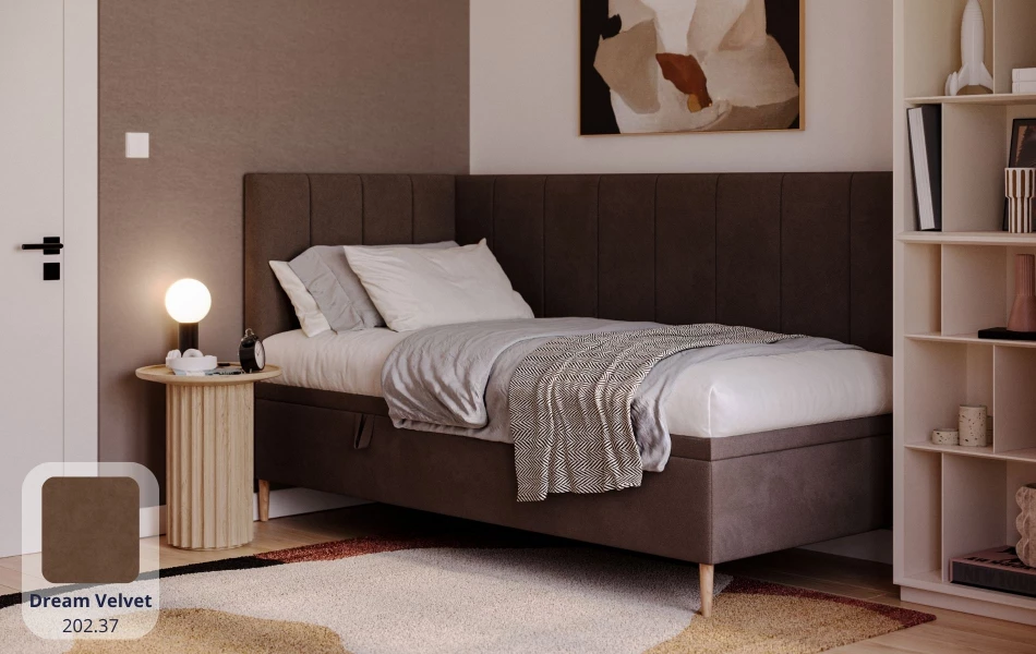 Łóżko jednoosobowe brązowe Atlas dream velvet