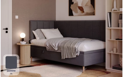 Łóżko jednoosobowe szare Atlas dream velvet