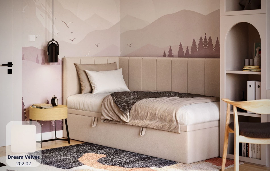 Łóżko młodzieżowe beżowe Aurora dream velvet 202.02