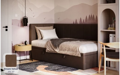 Łóżko młodzieżowe brązowe Aurora dream velvet 202.37