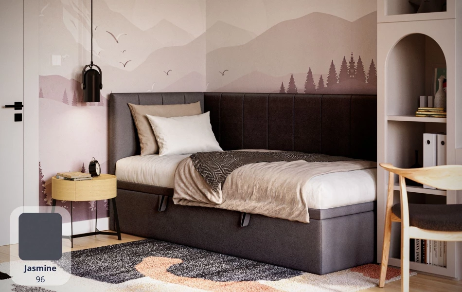 Łóżko młodzieżowe ciemne Aurora jasmine 96