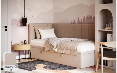 Łóżko młodzieżowe beżowe Aurora matt velvet 08