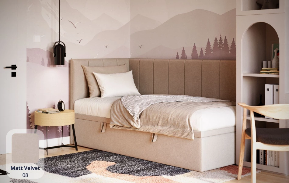 Łóżko młodzieżowe beżowe Aurora matt velvet 08