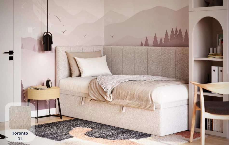 Łóżko młodzieżowe beżowe Aurora toronto 01