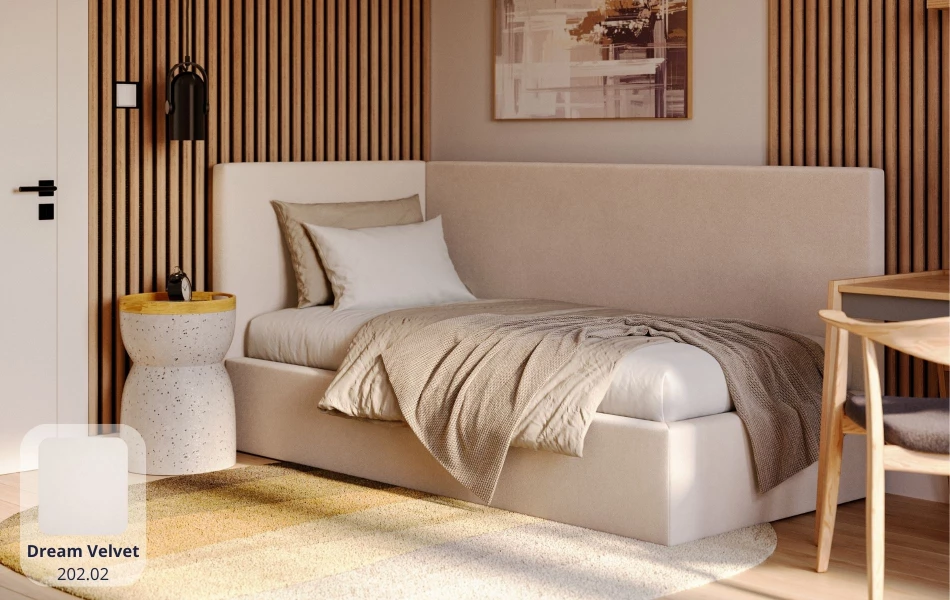 Łóżko młodzieżowe beżowe TITAN dream velvet 202.02