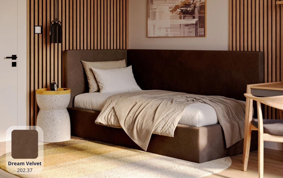 Łóżko młodzieżowe brązowe TITAN dream velvet 202.37