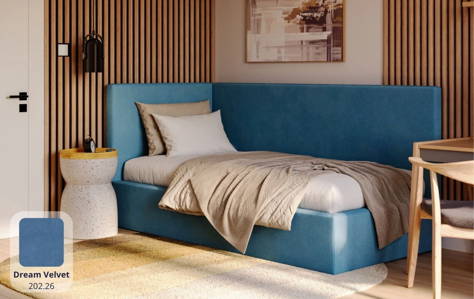 Łóżko młodzieżowe niebieskie TITAN dream velvet 202.26