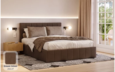 Łóżko tapicerowane brązowe Orion tkanina dream velvet 202.37