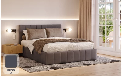 Łóżko tapicerowane szare Orion tkanina jasmine 96