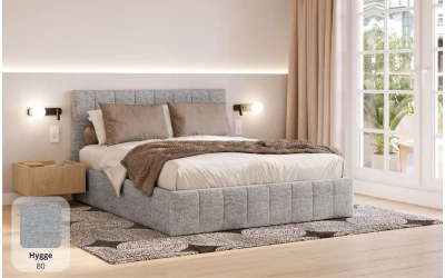 Łóżko tapicerowane szare Orion tkanina hygge 80