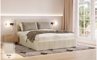 Łóżko tapicerowane beżowe Orion tkanina maya 03