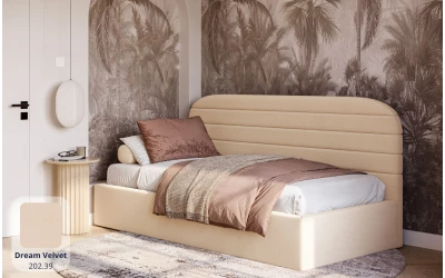 Łóżko tapicerowane beżowe Robbia tkanina dream velvet 202.39