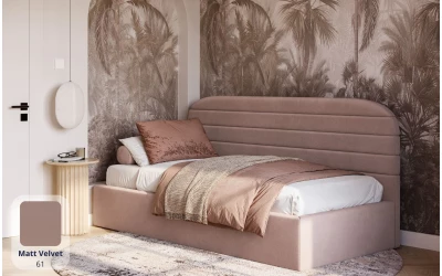 Łóżko tapicerowane beżowe Robbia tkanina matt velvet 61