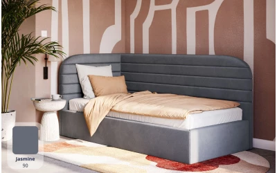 Łóżko tapicerowane szare Zanda Jasmine 90