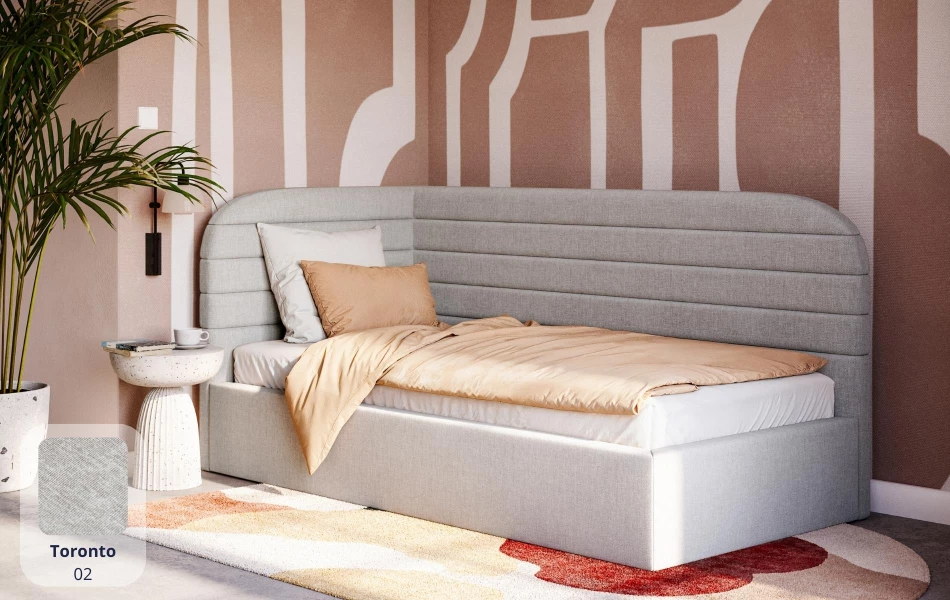 Łóżko tapicerowane szare Zanda toronto 02