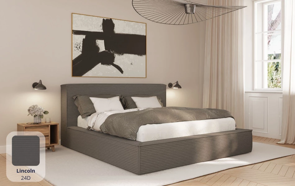 Łóżko tapicerowane szare Proxima lincoln 24D