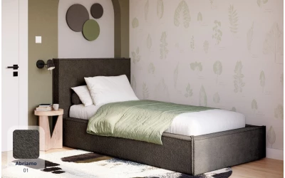 Łóżko pojedyncze beżowe Eris tkanina abriamo