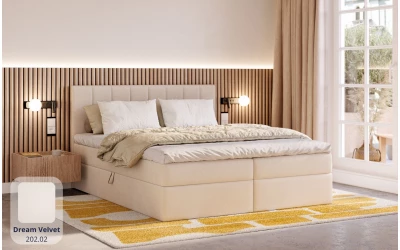 Łóżko kontynentalne beżowe Polaris tkanina dream velvet