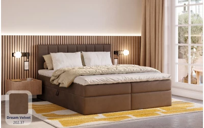 Łóżko kontynentalne brązowe Polaris tkanina dream velvet