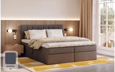 Łóżko kontynentalne szare Polaris tkanina jasmine