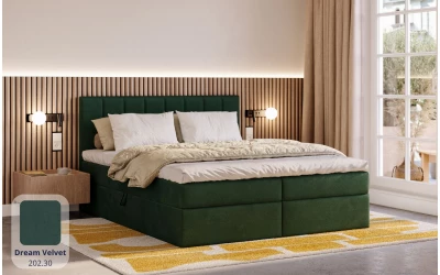 Łóżko kontynentalne zielone Polaris tkanina dream velvet