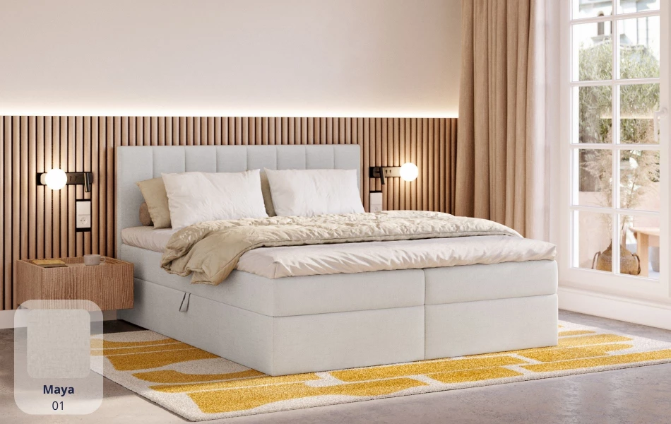 Łóżko kontynentalne jasne Polaris tkanina maya