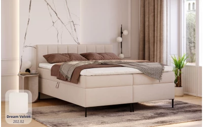 Łóżko kontynentalne beżowe Nova tkanina dream velvet