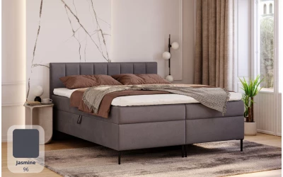 Łóżko kontynentalne szare Nova tkanina jasmine