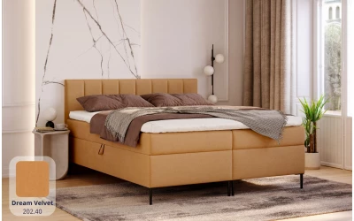 Łóżko kontynentalne żółte Nova tkanina dream velvet