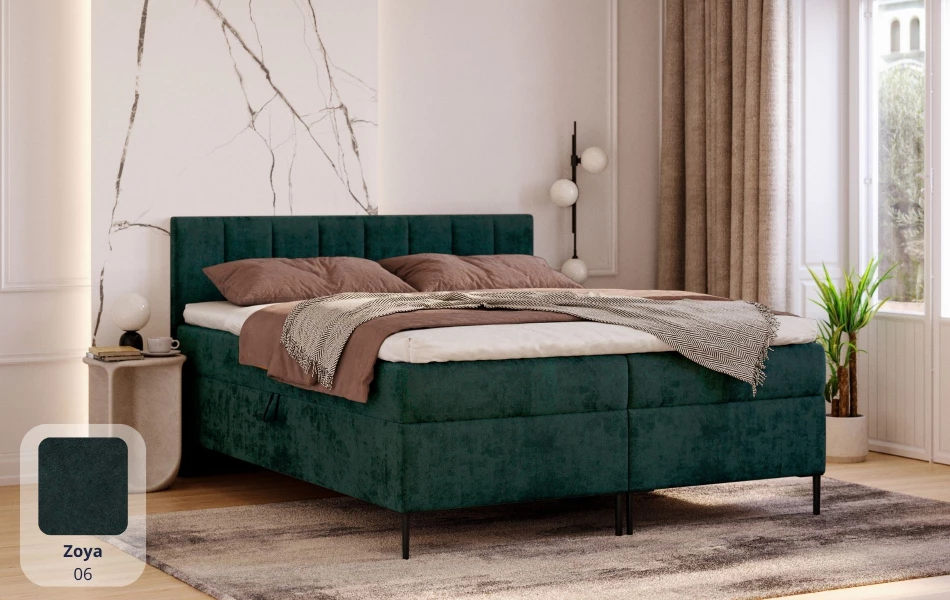 Łóżko kontynentalne ciemne Nova tkanina zoya