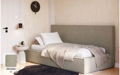 Łóżko pojedyncze szare Ceres tkanina abriamo