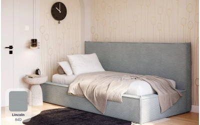 Łóżko pojedyncze jasne Ceres tkanina lincoln