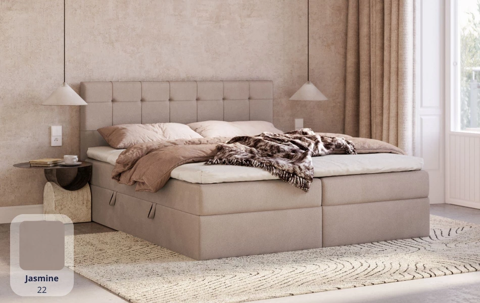 Łóżko kontynentalne Callisto tkanina jasmine