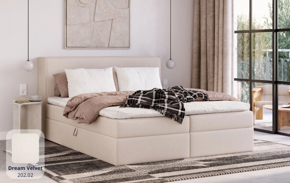 Łóżko kontynentalne Vega tkanina dream velvet