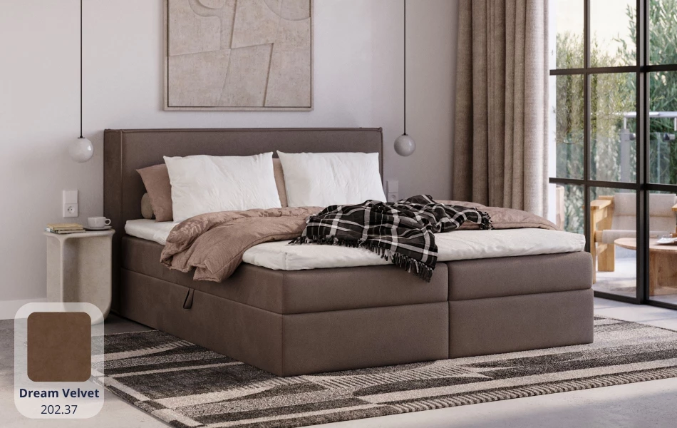 Łóżko kontynentalne Vega tkanina dream velvet