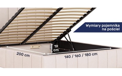 Łóżko tapicerowane Sol wymiary pojemnika na pościel