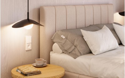 Łóżko tapicerowane beżowe Sol dream velvet detal