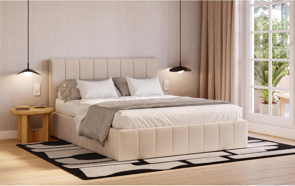 Łóżko tapicerowane beżowe Sol tkanina dream velvet 202.02
