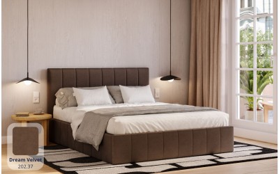 Łóżko tapicerowane brązowe Sol