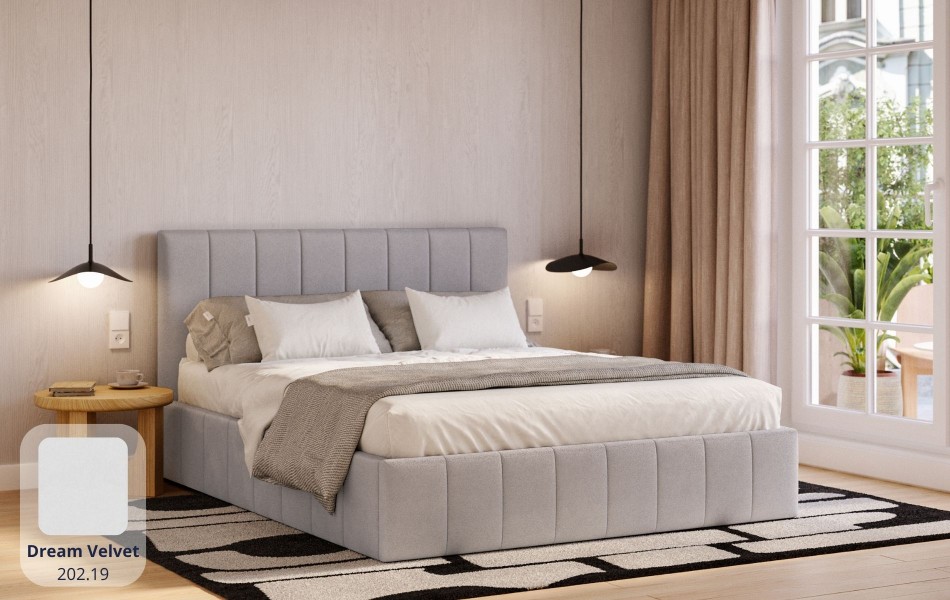 Łóżko tapicerowane szare Sol