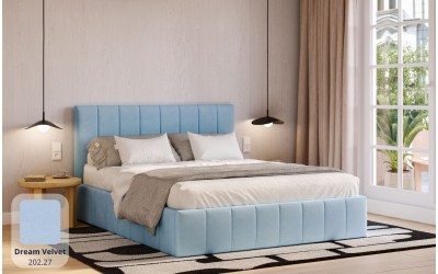 Łóżko tapicerowane niebieskie Sol