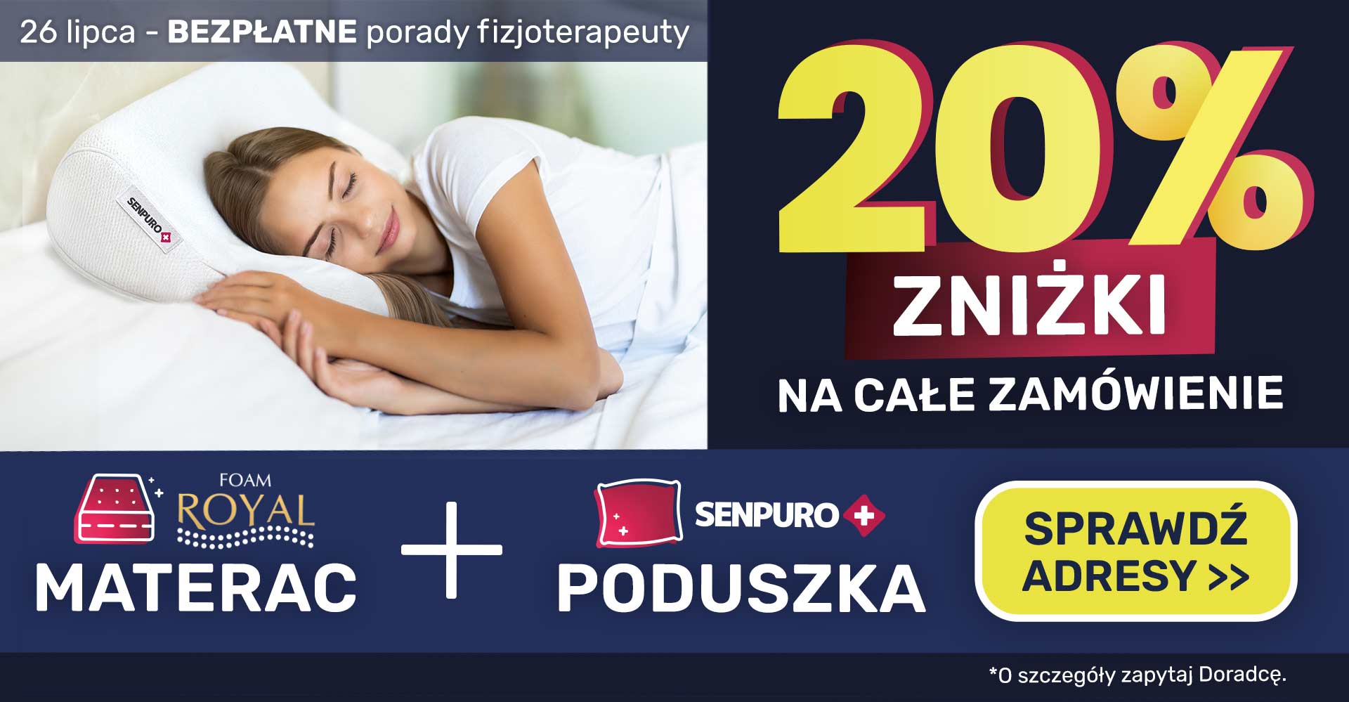 zestaw poduszka plus materac 20procent