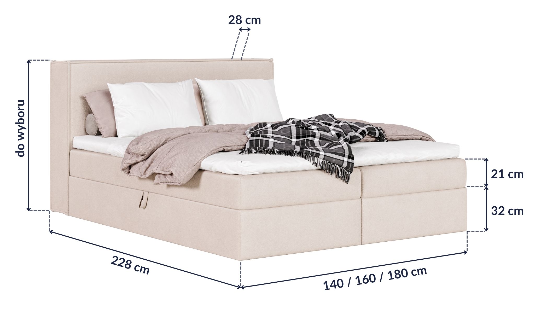 VEGA – wymiary łóżka